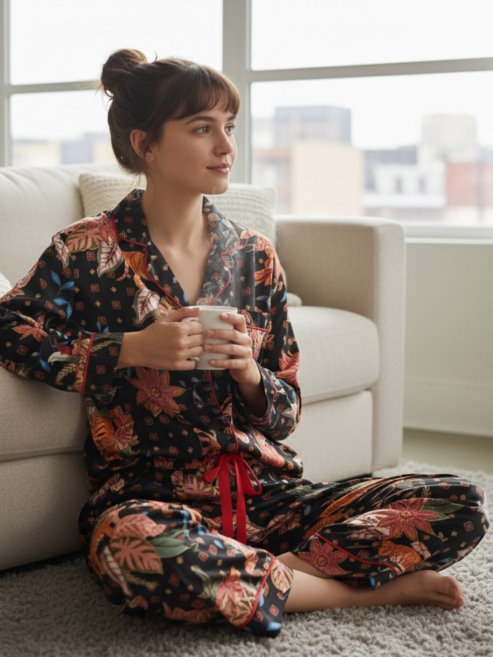 Room Service jungle print pajama set women’s size M NWT
